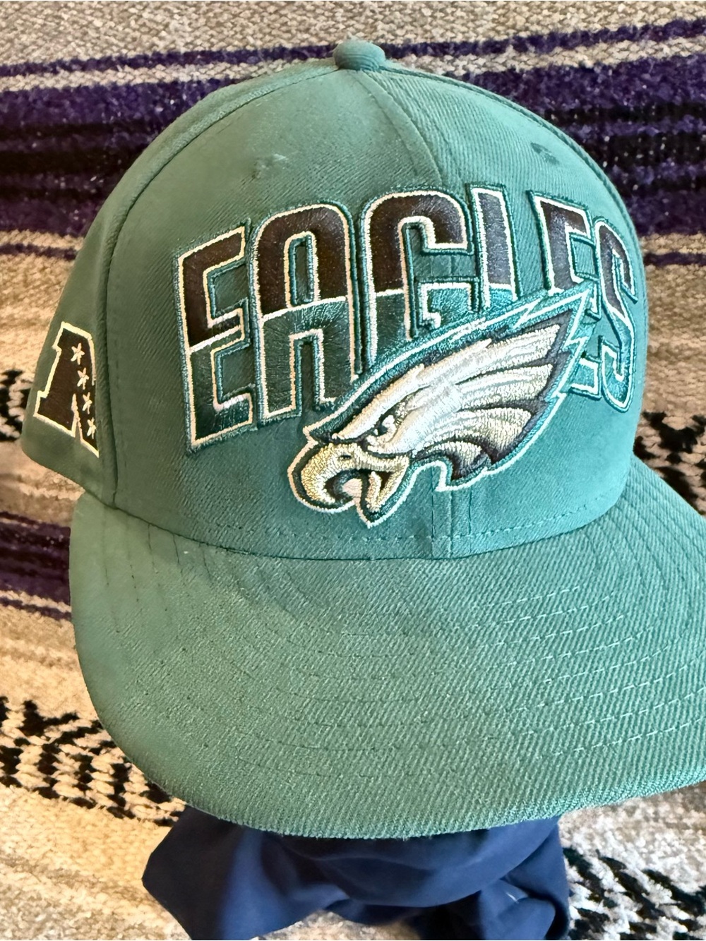 NFL New Era Philadelphia Eagles Green Bill/Large Logo Hat Cap Size 7 1/2